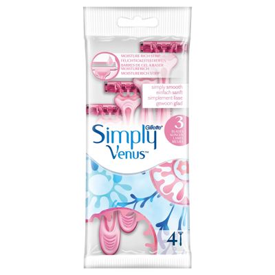 Gillette Simply Venus 3 Disposable Women's Razors, 4 Counts