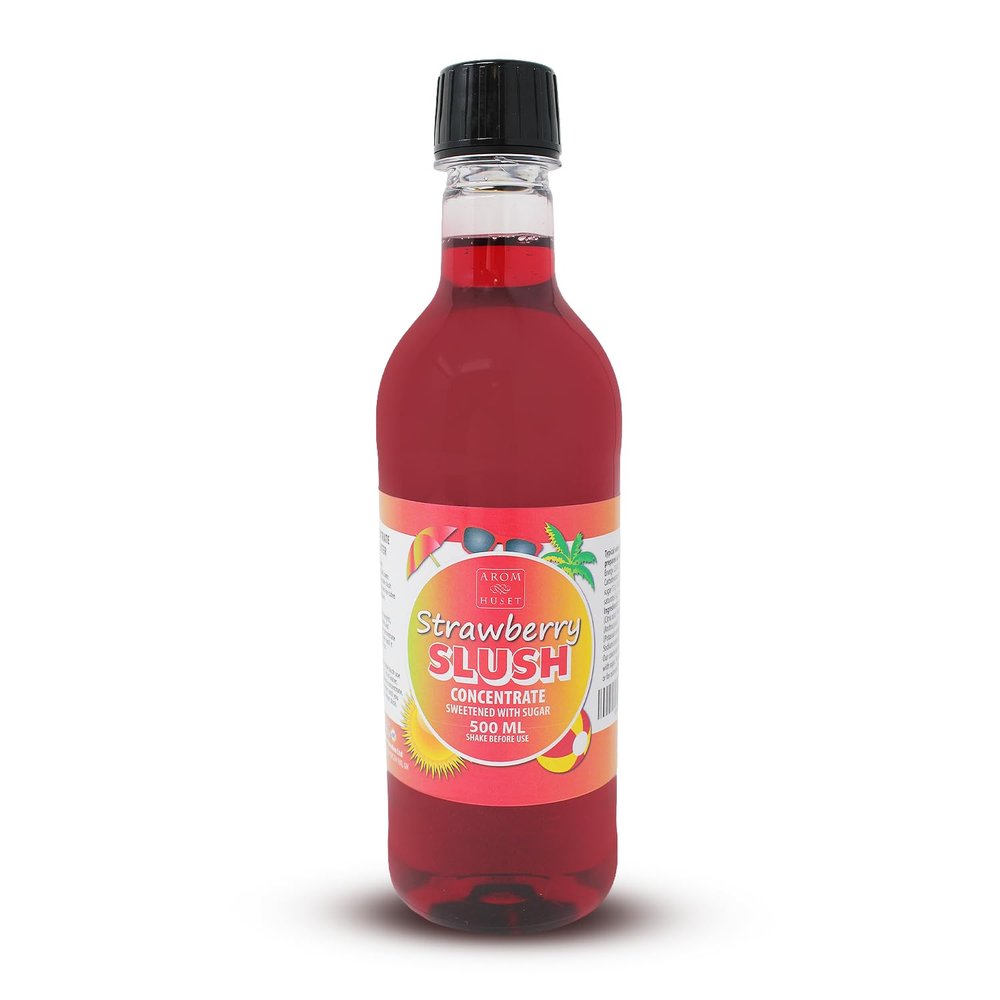 Aromhuset Strawberry Slush Concentrate 500 ml - Mixing Ratio 1:5 - Flavoured Slushie Syrups Mix for Ice Drinks Machines, Blender Mix, Bars, Restaurants, Home, DIY Cocktails