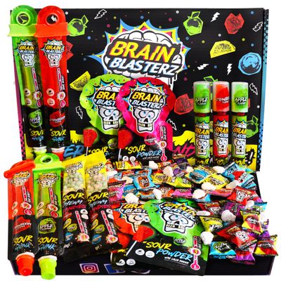 Brain Blasterz MEGA Sour Sweets Gift Box  Extreme Sour Candy Collection, 27pcs, Halal & Vegan Treats, Special Edition, Fun Gift for Mothers Day, Birthdays & More