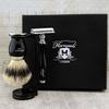 3 Pcs Men's Shaving Set in Black with Pure Sliver tip Brush,Dual Stand & De Safety Razor. Perfect Set for Everyday Use. view 1