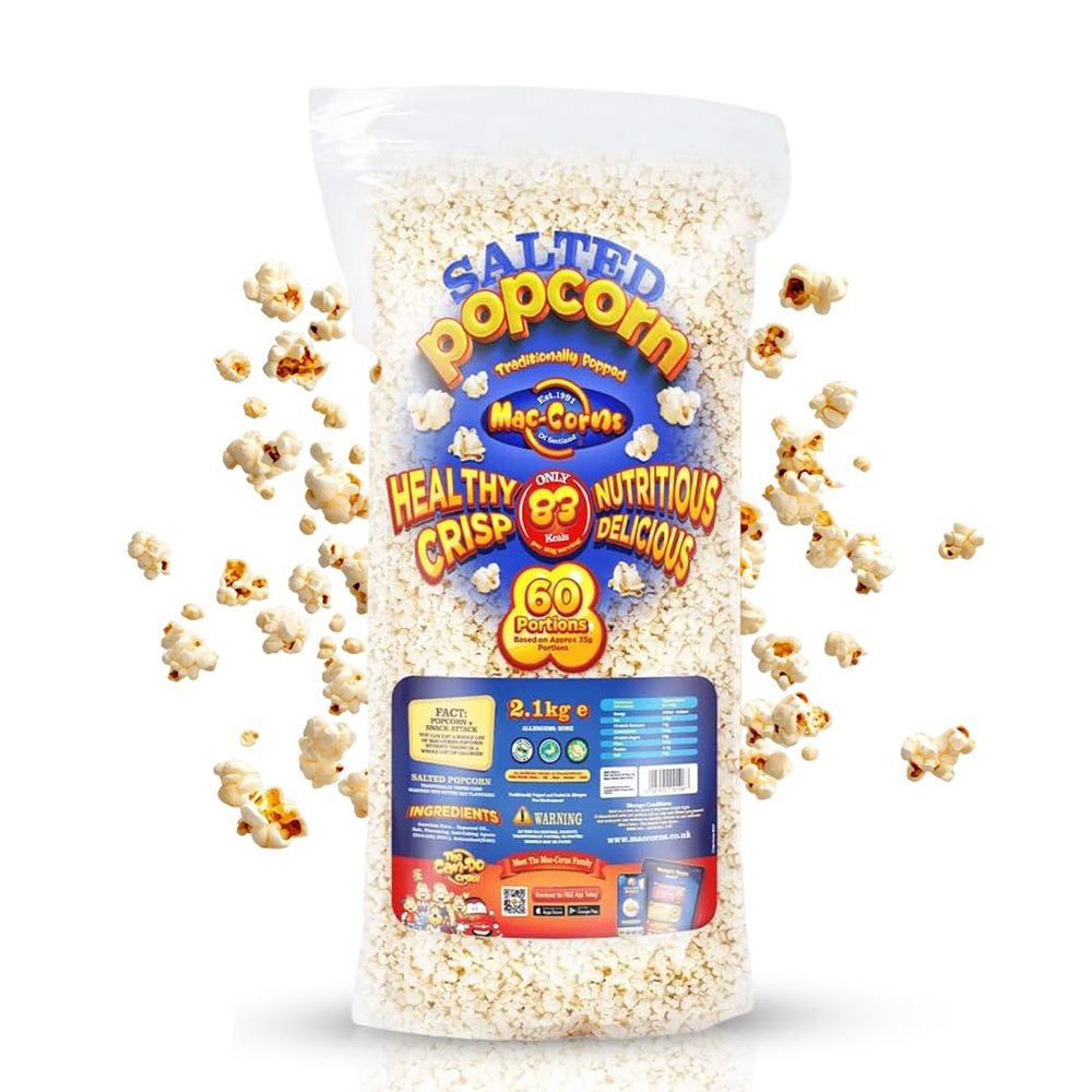 MacCorns - Salted Popcorn - 2.1kg Bulk Pack - Freshly Popped, Packed & Shipped Directly by MacCorns - Serves up to 60 Guests - Ideal For Parties, Events & Large Gatherings - Allergen FREE !