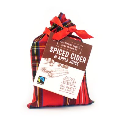Old Hamlet Fairtrade Spices for Mulled Cider or Spiced Apple Juice in Royal Stewart Tartan Bag (4 sachets) (No Cider Included)