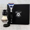3 Piece Classic Men's Shaving Set in Black Featuring Synthetic Brush & 5 Edge Razor view 1