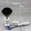 Haryali London 5 Edge Razor with Black Badger Hair Shaving Brush and Stand Perfect Shaving Kit for Mens view 4