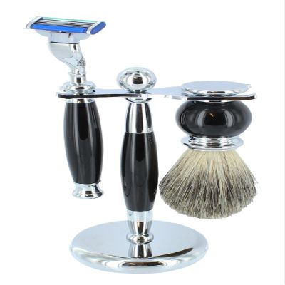 3 Piece Shaving Set for Men 3 Edge Safety Razor, Shaving Brush & Stand Classic Wet Shaving Kit Beard Grooming Set for Men Ideal Gift for Him
