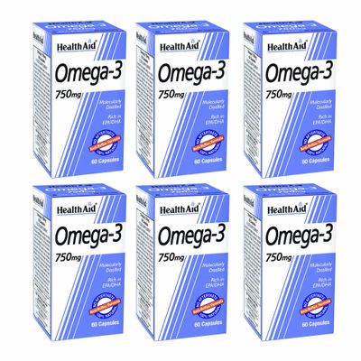 HealthAid Omega 3 Pack of 6 x 60 Capsules (360 Capsules)