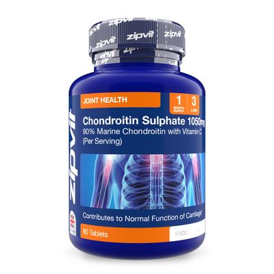 Zipvit Chondroitin Sulphate 1050mg with Vitamin C, 90 Tablets, 90% Pure Marine Chondroitin Joint Care Supplement for Women & Men