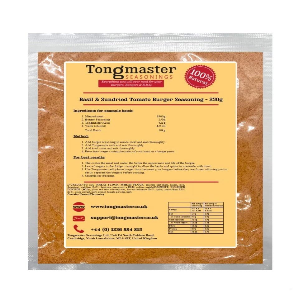 Basil & Sundried Tomato Burger Seasoning - 250g (makes a 10kg batch)