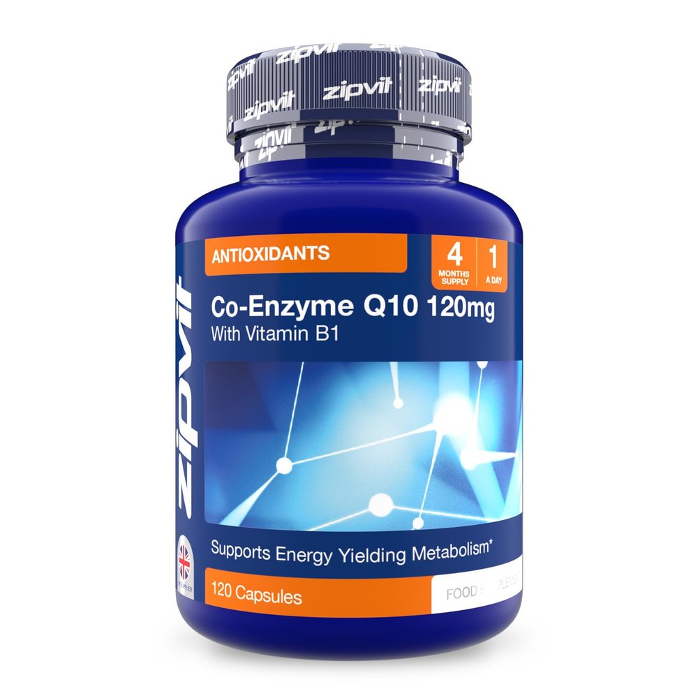 Zipvit CoQ10 Supplement 120mg with Vitamin B1, Coenyme Q10 for Heart Health and Energy, Ubiquinone Form, 120 Capsules, 4 Months Supply