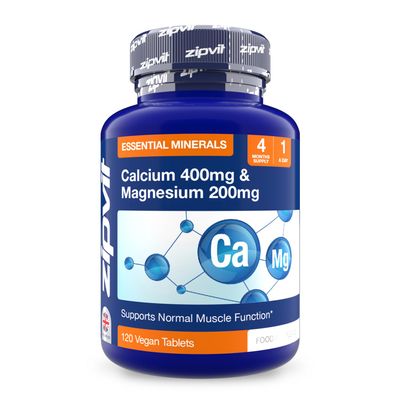 Zipvit Calcium 400mg and Magnesium 200mg, Supports Muscle & Bone Health, 120 Vegan Tablets, 4 Months Supply
