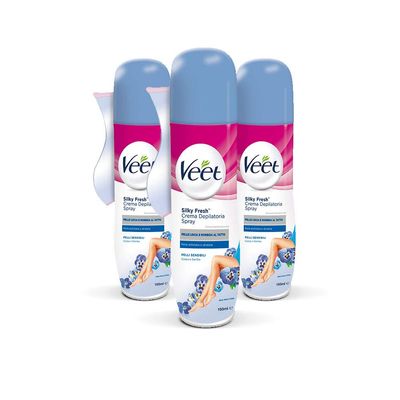Veet Cream Spray Sensitive Skin, 150 ml Pack of 3]