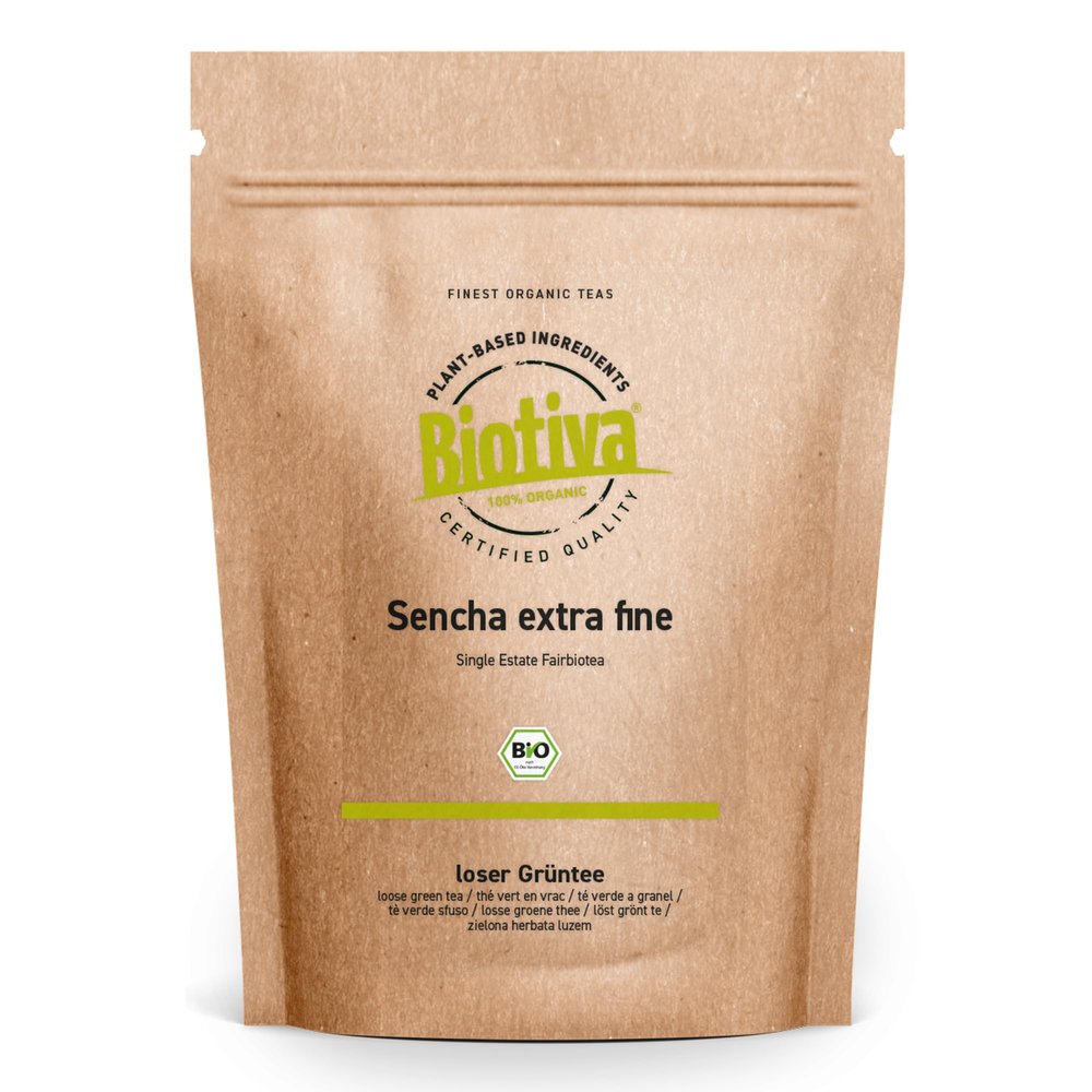 Biotiva Sencha Green Tea Organic 1000g - Top Sencha - 1kg - Slightly grassy, flowery - Fairbiotea-Certificate - DE-ECO-005
