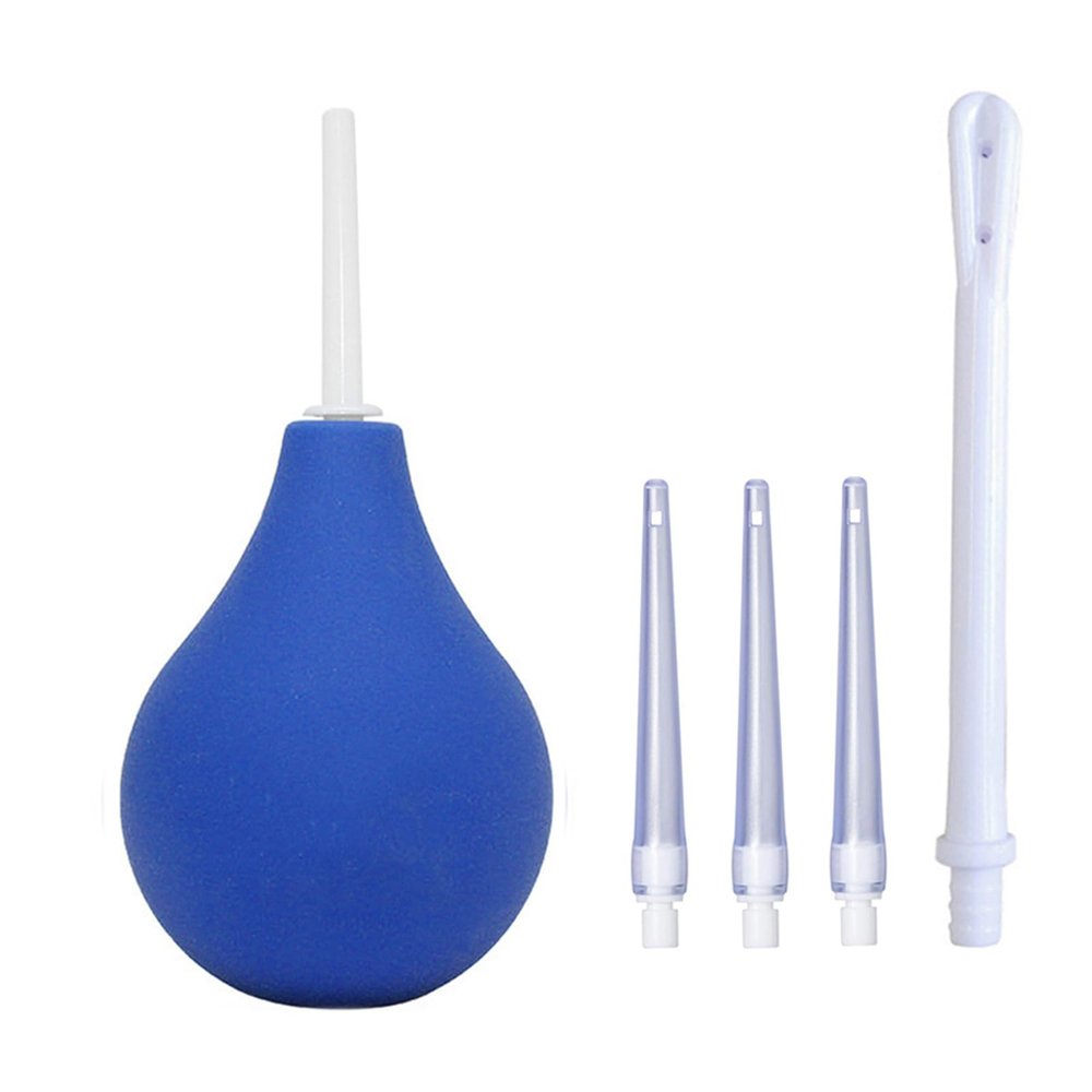 Enema Bulb Rectal Syringe Clean Silicone Douche Cleanse Kit for Constipation, Colon Cleanse with 5 Detachable Slim Nozzles for Men Women