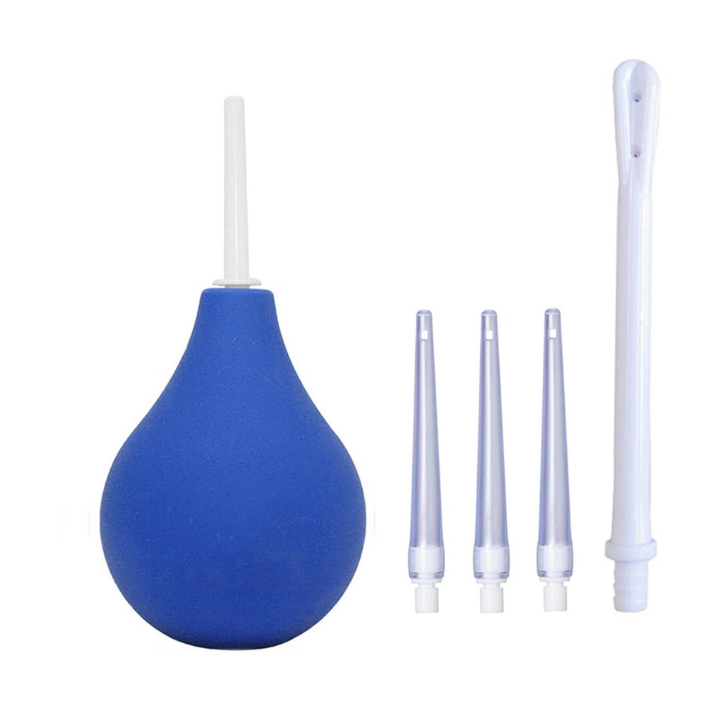 Enema Bulb Rectal Syringe Clean Silicone Douche Cleanse Kit for Constipation, Colon Cleanse with 5 Detachable Slim Nozzles for Men Women