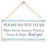 Please DO NOT Flush Paper Towels, Sanitary Products, Tissues & Wipes. Thank You! - Septic Tank Bathroom Rules Small Toilet Plaque for Navy White Bathroom Decor view 1
