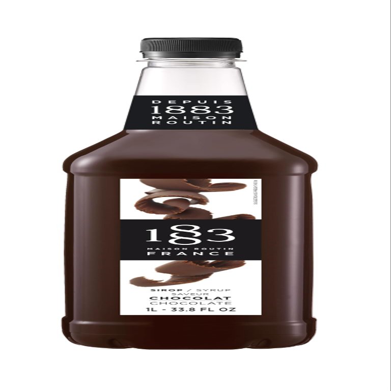 1883 Maison Routin Premium Chocolate Syrup Flavoured Syrup for Mochas, Milkshakes & Desserts, Vegan-Friendly, No Artificial Colours, 1L PET Bottle