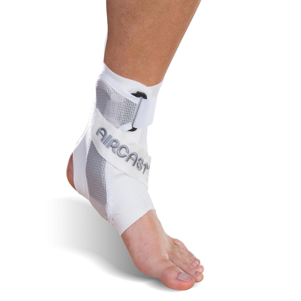 AIRCAST A60 Ankle Support Brace -Ankle Sprain, Chronic Instability, Stabilising Sports Support for Protection and Prevention. Size Large, Right, White