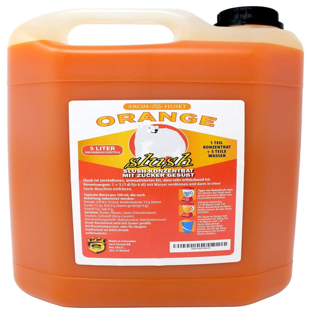 Orange Slush 5 Litres - For Slush Machines, Blender Mix, Ice Lolly, Yogurt & Candy