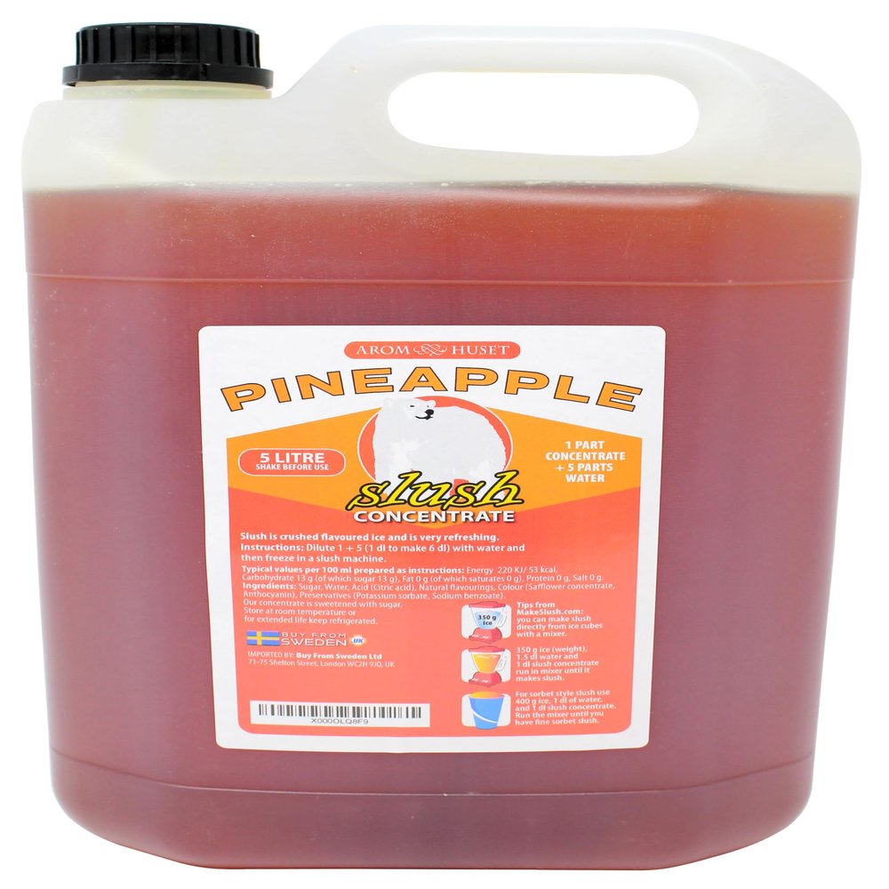 Aromhuset Pineapple Slush Syrup 5 Litres  Flavoured Frozen Slushie Syrups Mix for Ice Drinks Machines, Blender Mix, Home, DIY Cocktails & More