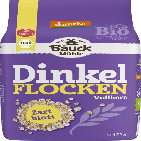 Bauckhof - Spelt flakes tender leaf Demeter - 425 g - Pack of 6