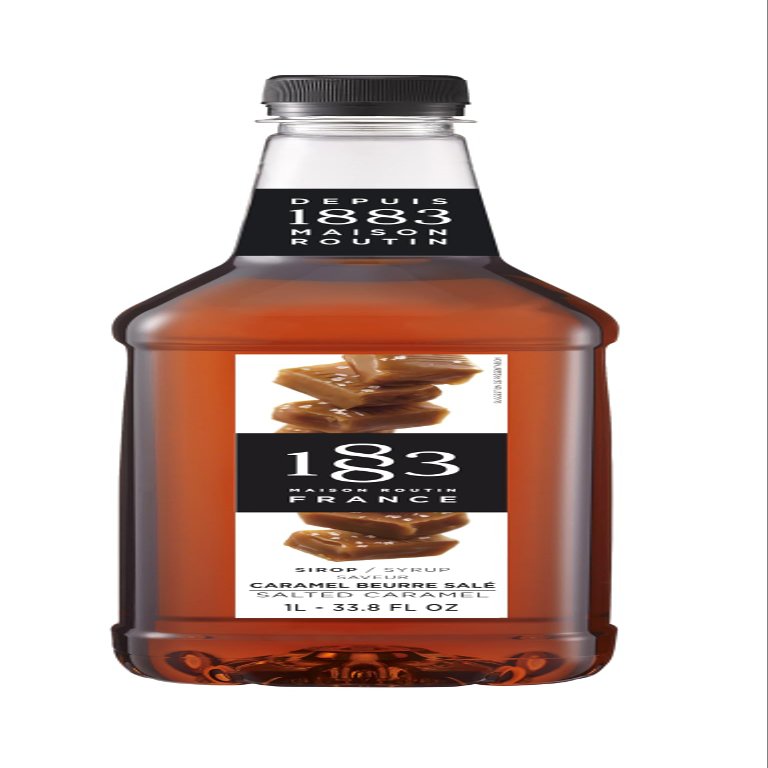 1883 Maison Routin Premium Salted Caramel Syrup  Coffee Syrup for Lattes, Mochas & Desserts, Vegan-Friendly, No Artificial Colours, 1L PET Bottle
