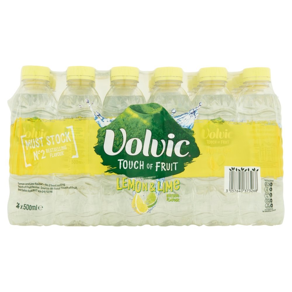 Volvic Touch of Fruits Lemon and Lime Flavoured Water 24 Bottles 500 ml (Pack of 2, Total 48 Bottles)