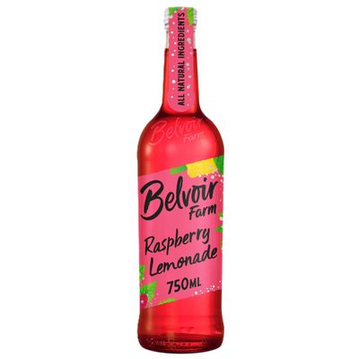 Belvoir Farm Raspberry Lemonade - Real Pressed Lemon & Raspberry Juices | Zingy Fresh Taste | Traditional Family Recipe | 100% Natural Ingredients | Suitable for Vegetarians - 6 x 750ml Bottles