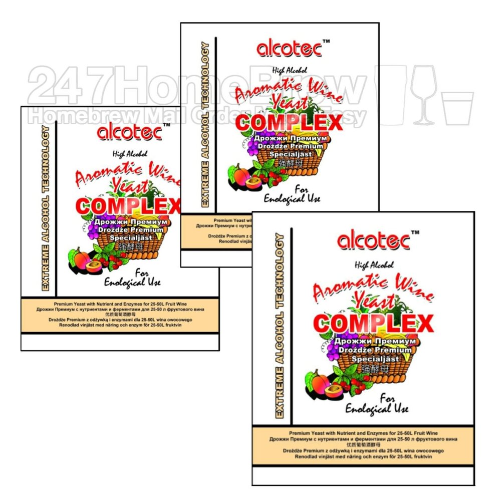 3X Alcotec Aromatic Complex Turbo Wine Yeast with Pectic Enzyme
