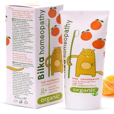 3 x Bilka Homeopathy Kids Toothpaste 2y+, 6y+ ORGANIC Tangerine, Raspberry 50ml (Raspberry)