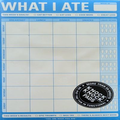 Knock Knock What I Ate Notepad Food And Liquid Drink Tracker (Blue)