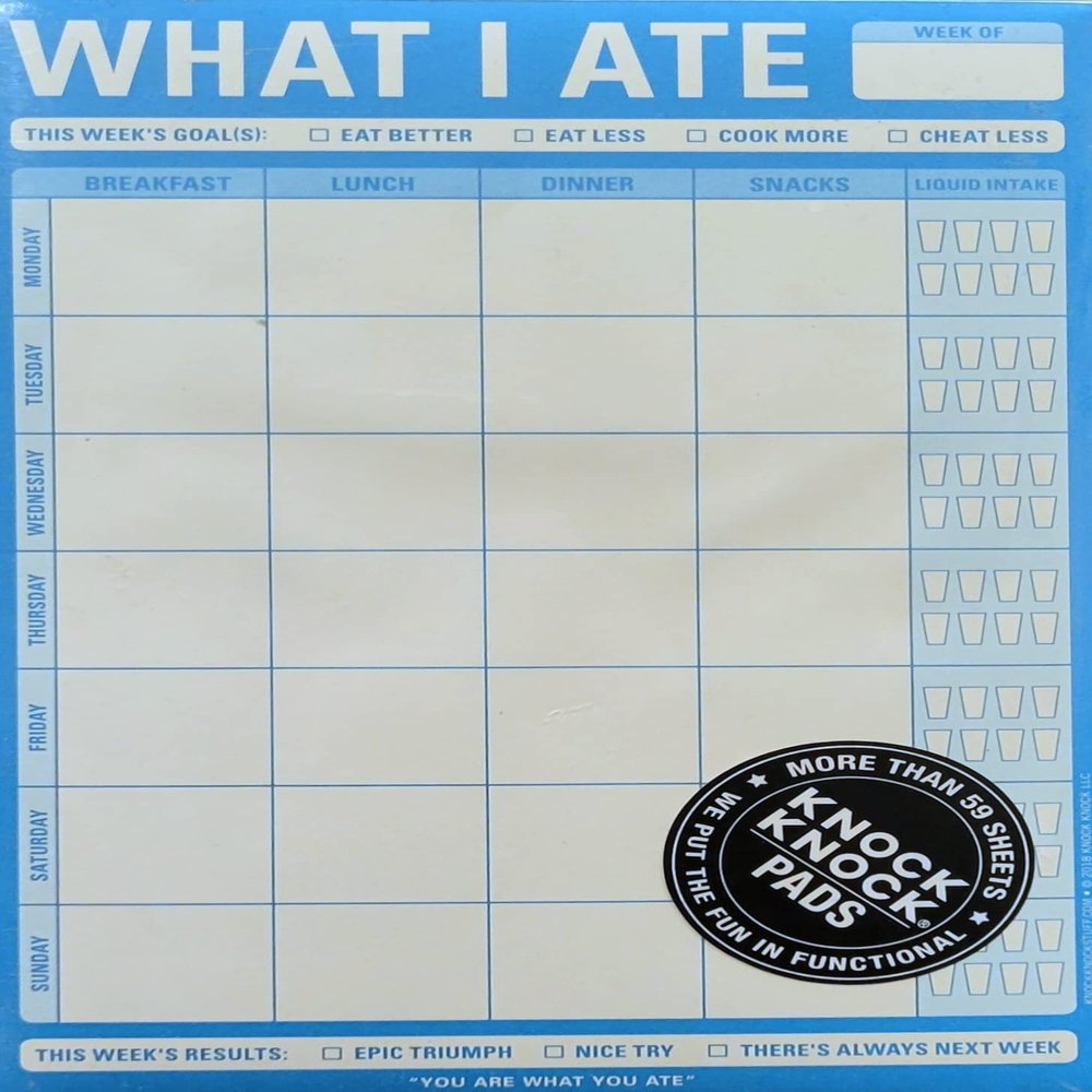 Knock Knock What I Ate Notepad Food And Liquid Drink Tracker (Blue)
