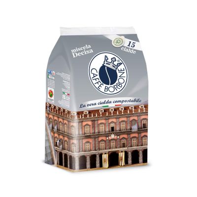 Caffe Borbone Decisa Blend compostable Coffee Pads for Italian Espresso (Cialde44 mm ESE Easy Serving Espresso Suitable for pad Machines) - 15 Coffee Pads