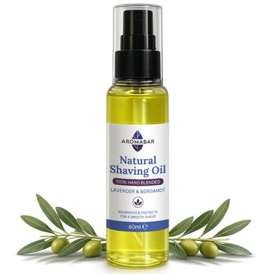 Natural Shaving Oil 60ml Lavender & Bergamot Travel For Men or Women Pre Shave or Post Shave 100% Pure