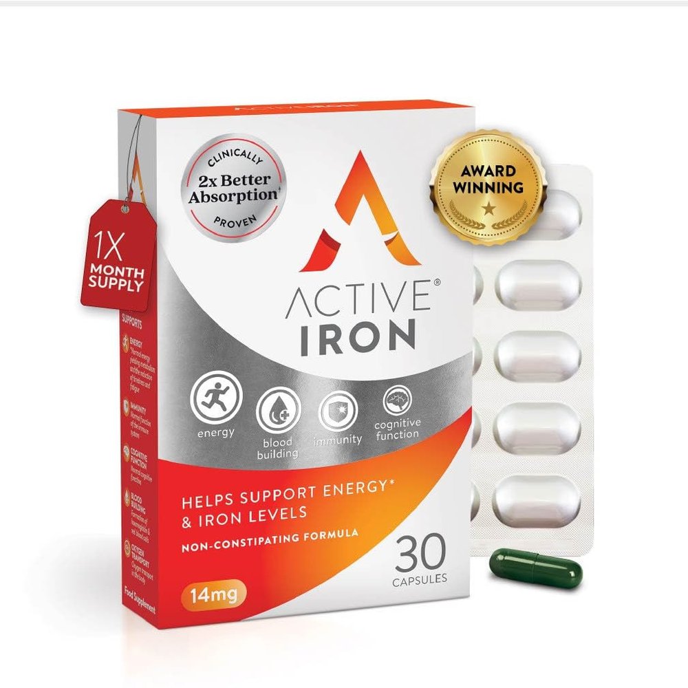 Active Iron Supplement 14 mg Helps Support Iron & Energy Levels Gentle, Non-Constipating, Highly Absorbed 30 Capsules, 1 Month Supply