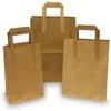 150 x Brown Paper Take Away Food Bag with Flat Handle - Fast Food Carrier Bag (Small (18cm x 21.5cm x 7.6cm)) view 1