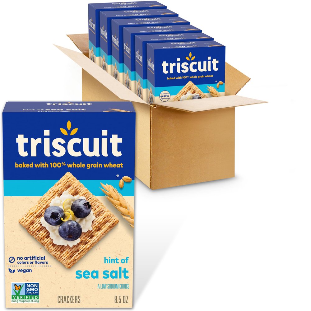 Triscuit Hint Of Sea Salt Whole Grain wheat Crackers 240g (Pack of 2)