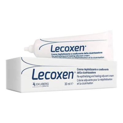 Lecoxen cream re-epithelizing and healing adjuvant. For scars and any kind of wound, prevents the formation of keloid. With vegetal extracts. 30 ml