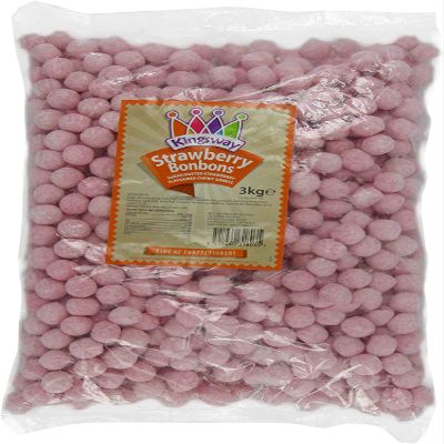 3KG Kingsway Strawberry Flavoured Chewy Bon Bons Cart Retro Classic Sweets