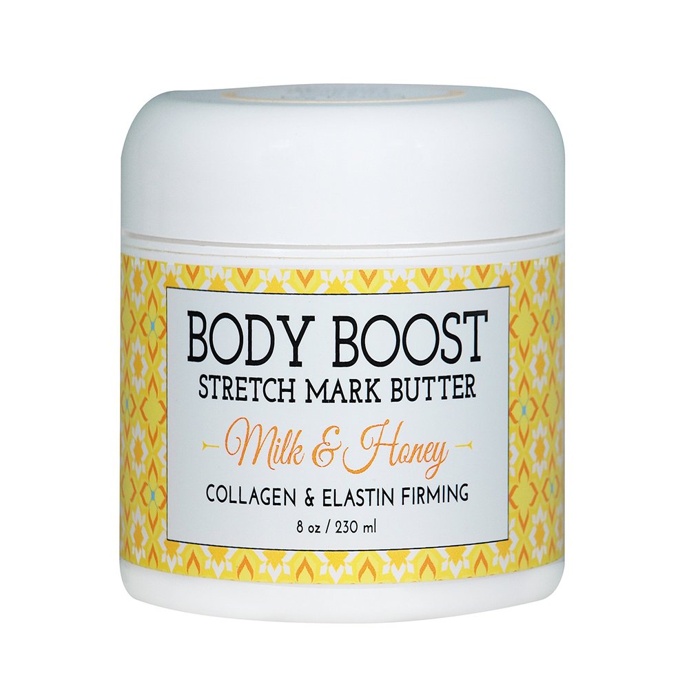 Body Boost Milk & Honey Stretch Mark Butter 8 Oz.- Pregnancy and Nursing Safe Skin Care