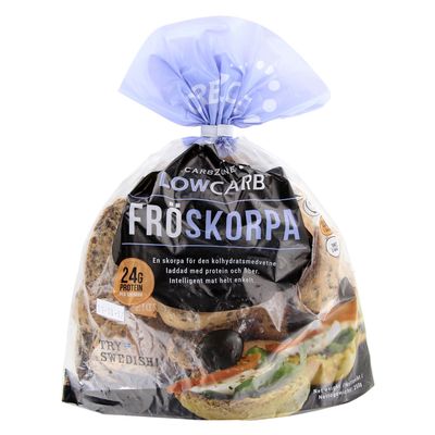 CarbZone Low Carb FROSKORPA Crisp Rolls, High Protein & Fibre, Vegan Friendly, No Added Sugar 250g (Pack of 1)