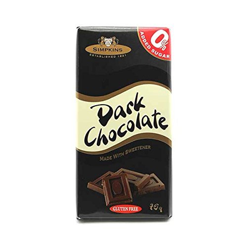 Simpkins Sugar-Free Dark Chocolate Bar 75g (4 Pack)
