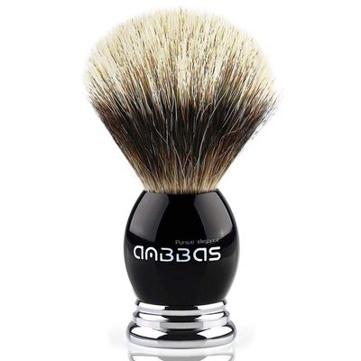 Anbbas Silvertip Badger Shaving Brush,Black Resin & Alloy Design Handle for Men Wet Shaving,Handmade Badger Brush,No Hair Shedding, No Terrible Smell