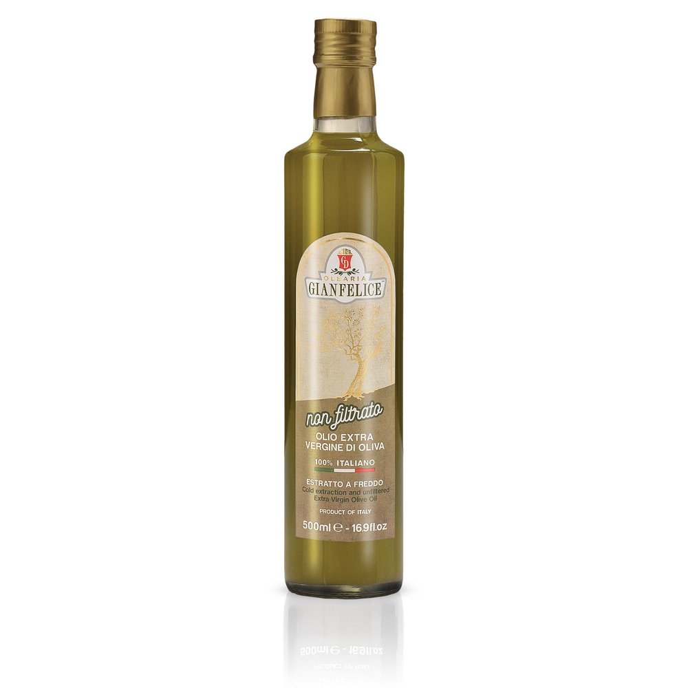 100% Italian Extra Virgin Olive Oil "Unfiltered - Cold Extraction" - Box of 6 Bottles of 500 ml