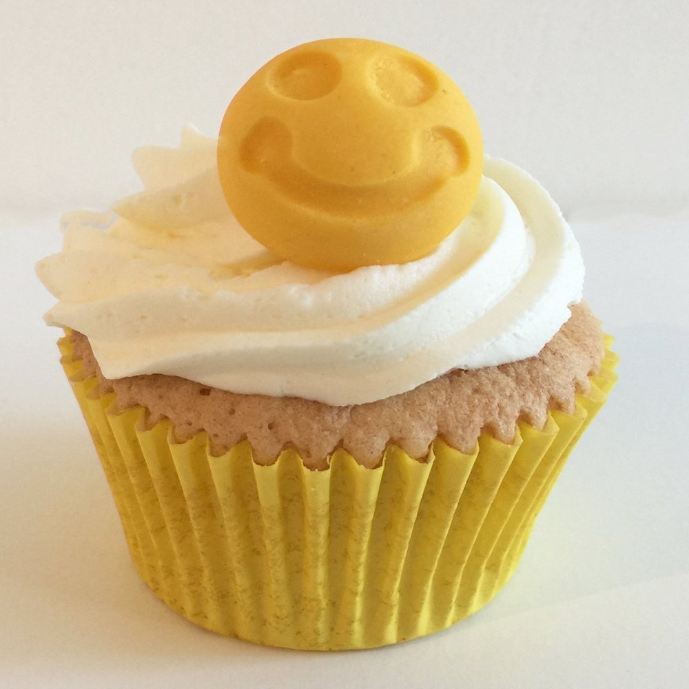6 Bright Sugar Smiley Faces: Yellow