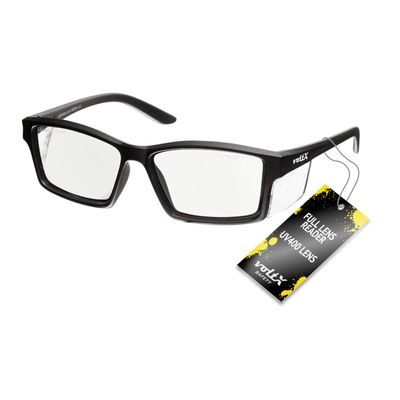 voltX 'VISION' Safety Readers, Full Lens Magnified Reading Safety Glasses CE EN166ft certified (+1.5 Dioptre, Clear lens) - Anti fog coated UV400 lens