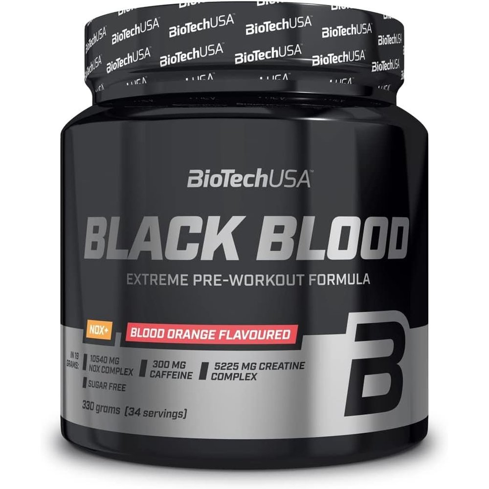 BioTechUSA Black Blood NOX+ | Pre-Workout Formula | with Caffeine, Creatine, Tyrosine | Sugar-Free | 340 g | Blood Orange