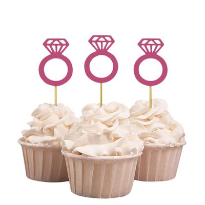 Darling Souvenir, Wedding Engagement Ring Cupcake Toppers, Party Dessert Decorations - Pack Of 20