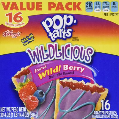 Kellogg's Pop-Tarts Wildlicious Frosted Wild Berry Toaster Pastries, 16 count