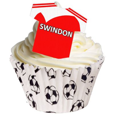 24 Edible T Shirt Decorations - Great for Swindon Fans - Perfectly pre-Cut Wafer just pop Them Out The Packaging and top Them on Your Cake - Pack of 24 - by CDA Products Ltd