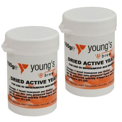 2x Dried Active Yeast 100g Youngs - Home brew Beer & Wine Making